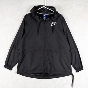 Nike Windbreaker Jacket Black Just Do It Hooded Size‎ Medium Sportswear